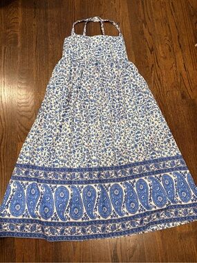 J. Crew Blue and White Printed Maxi Skirt